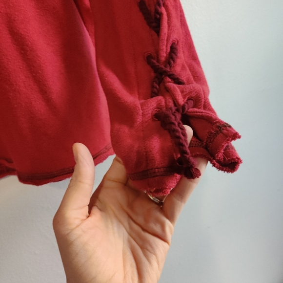 Euc Free People Lace Up Fleece cozy sweater - Picture 5 of 6